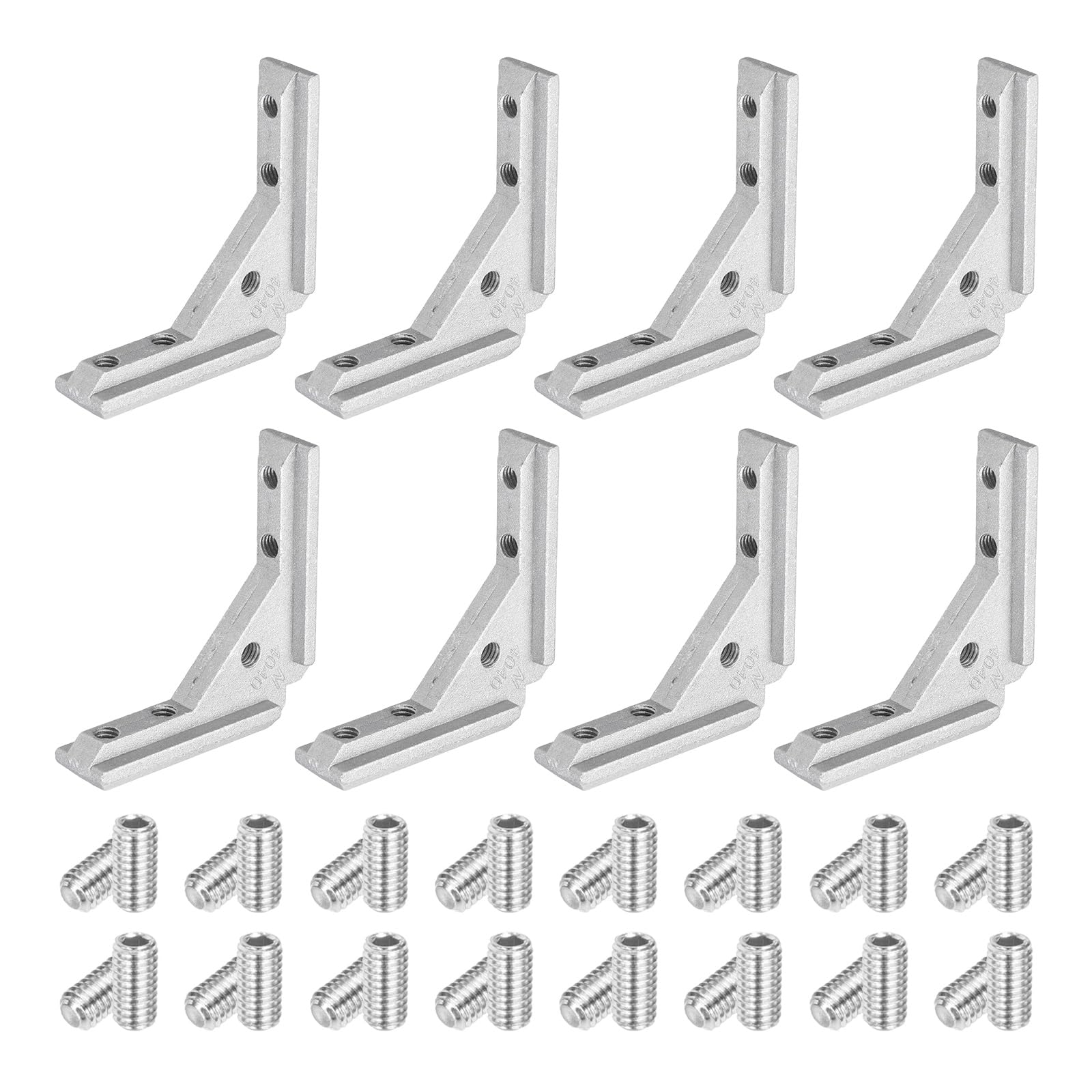 Équerres d'angle joint intérieur alu profilé extrusion série 4040 fente en T argent
