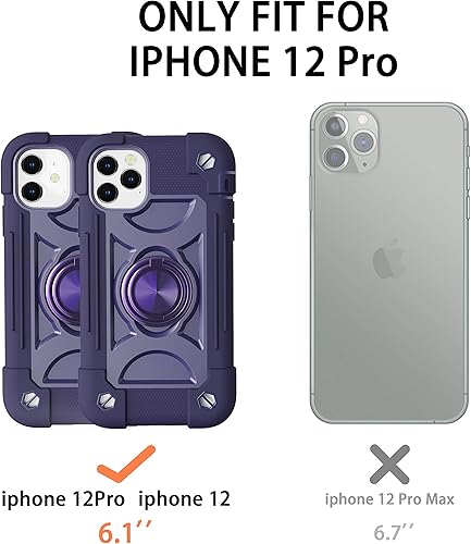 Miniatura 7 de MARKILL Funda compatible con iPhone 1212 Pro de 6.1 pulgadas con soporte de anillo giratorio de 360 grados, protección contra caídas de grado