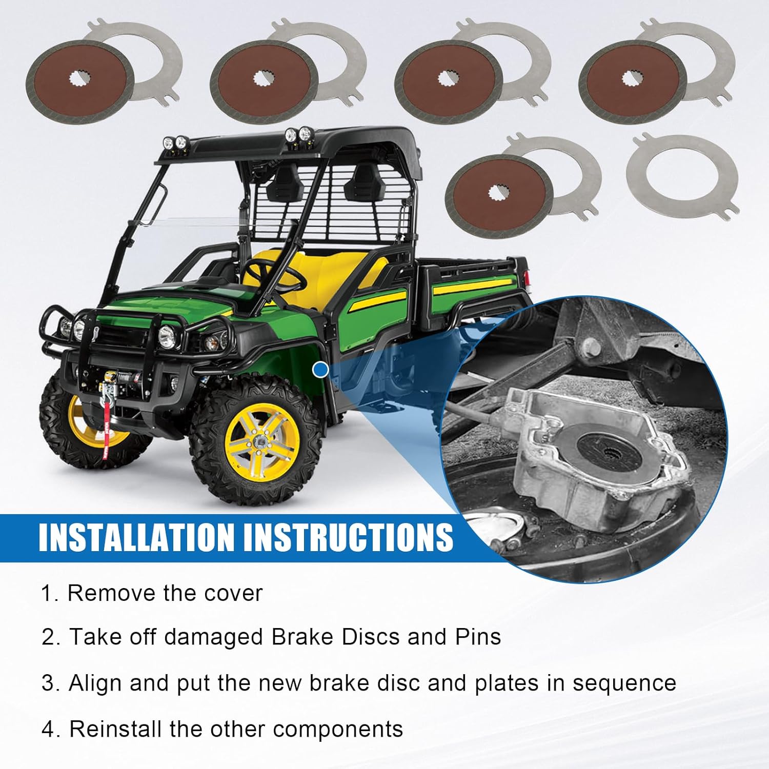 Wet Brake Disk Kit Compatible with John Deere XUV 625 Gator 825 835 855 865 Utility Vehicles Replace#AM148465,AM140803