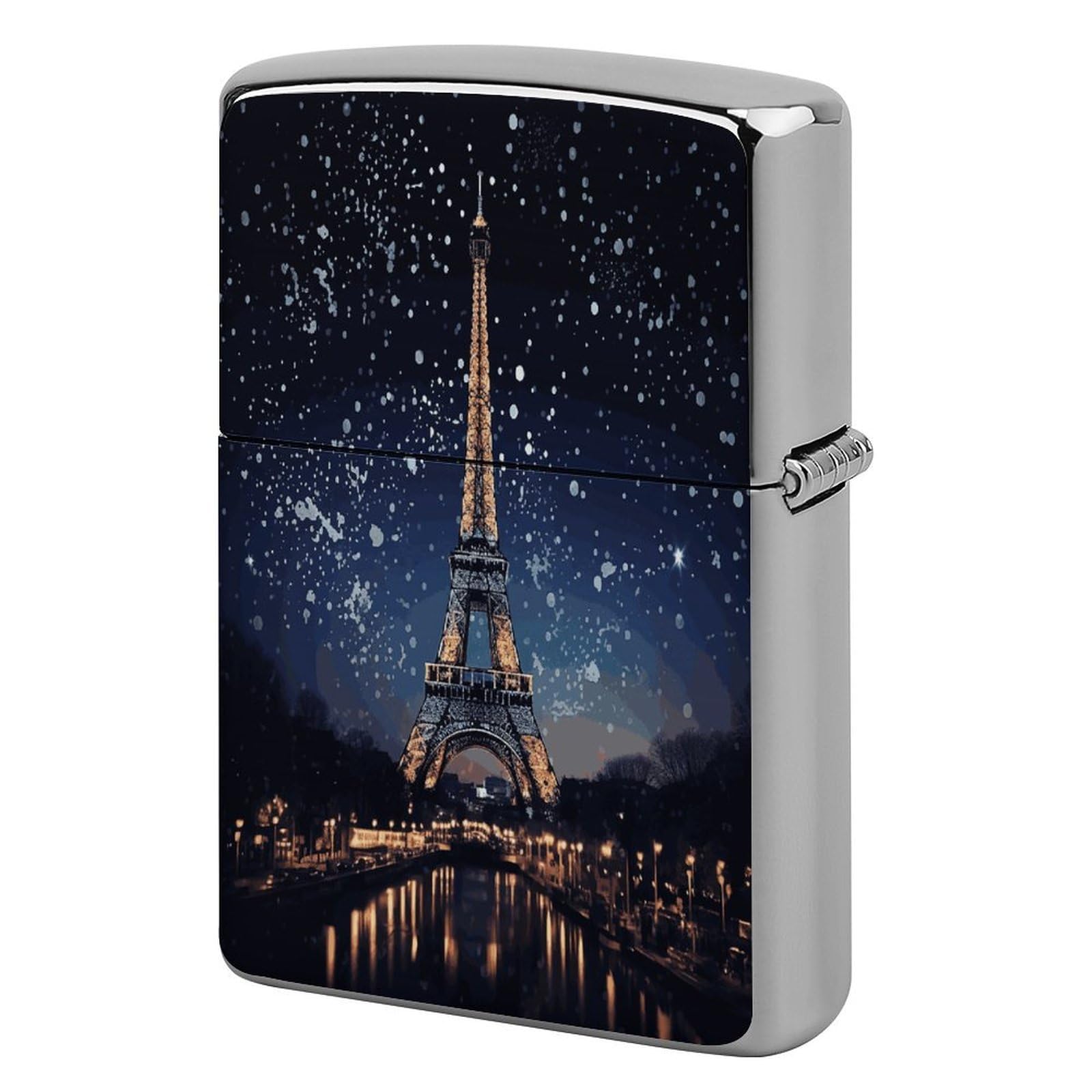 Fekiloot Style Night Paris Eiffel Tower Lighter Case Cover Metal Lighter Case