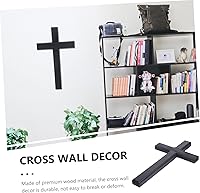 Vista 2 de IMIKEYA Adornos de cruz negra decoración negra decoración de cruz colgante de pared crucifijo para colgar en la puerta, decoración de escritorio