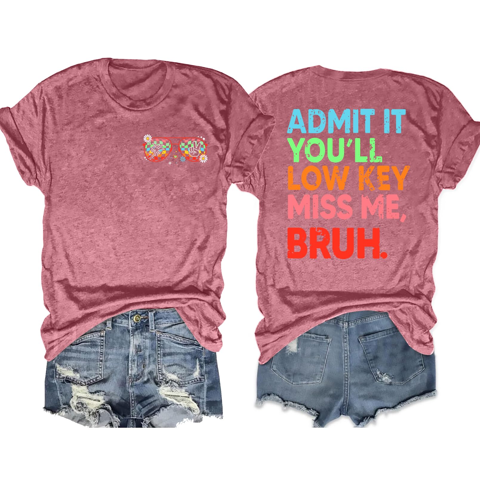 Last Day of School Teacher Shirt Women Bruh Teacher T-Shirt Admit It You'll Low Key Miss Me Bruh Vacation Tee Tops