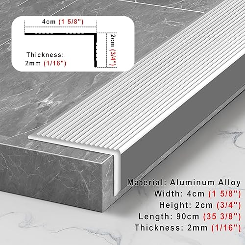 Miniatura 7 de ARCVOX Protector de borde de umbral en forma de L, tiras de transición de pisos resistentes a la suciedad, protector de borde de aluminio