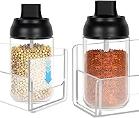 Vista 2 de Acrylic Spice Rack Wall Mount-12 Inch, Clear Spice Shelf Storage Holder, 2 Pack Hanging Seasoning Rack Organizer for Cabinet Door, Cupboard or Wall