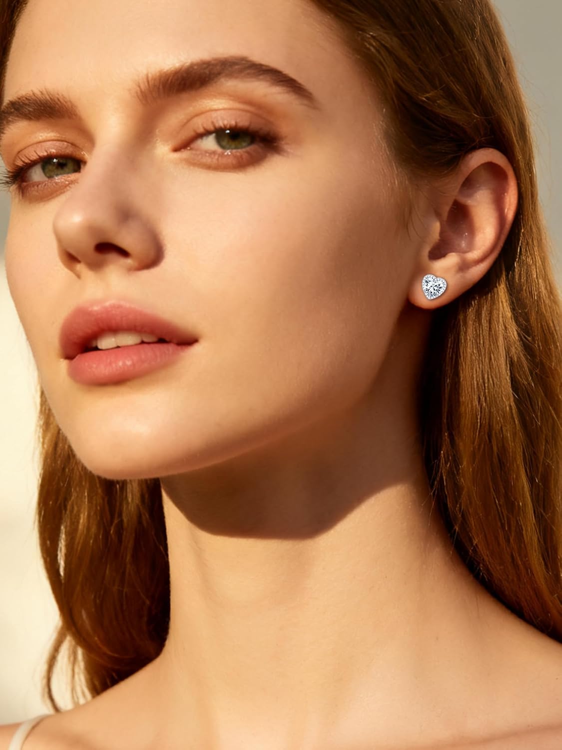 ChicSilver 925 Sterling Silver Birthstone Earrings for Women, 8MM/2 Carat Heart, Round & Princess Cut Cubic Zirconia Stud Earrings, Hypoallergenic Jewelry, Ideal Birthday or Christmas Gifts
