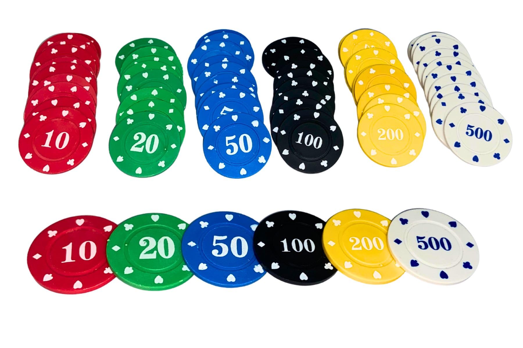SNOOGG Poker & Teen Patti Flush Rummy Chip Set - Numbered 10 to 500 Tokens for Flush, Blackjack & Card Games - Ideal for Game Nights & Great for Parties (L-1-50-PC)-picture-15