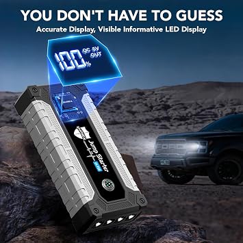 6000A Jump Starter, Portable Jump Starters 12V Car Battery Booster Jump Box Pack for All Gas & 10.0L Diesel Engines with 3 Modes Flashlight and Jumper Cables