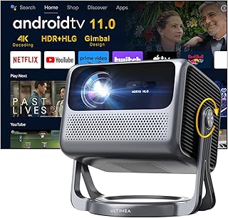 ULTIMEA Nova C40 4K Home Cinema Android TV 11.0 with Netflix, Portable Outdoor Projector with 90° Gimbal Stand-Free Desig...