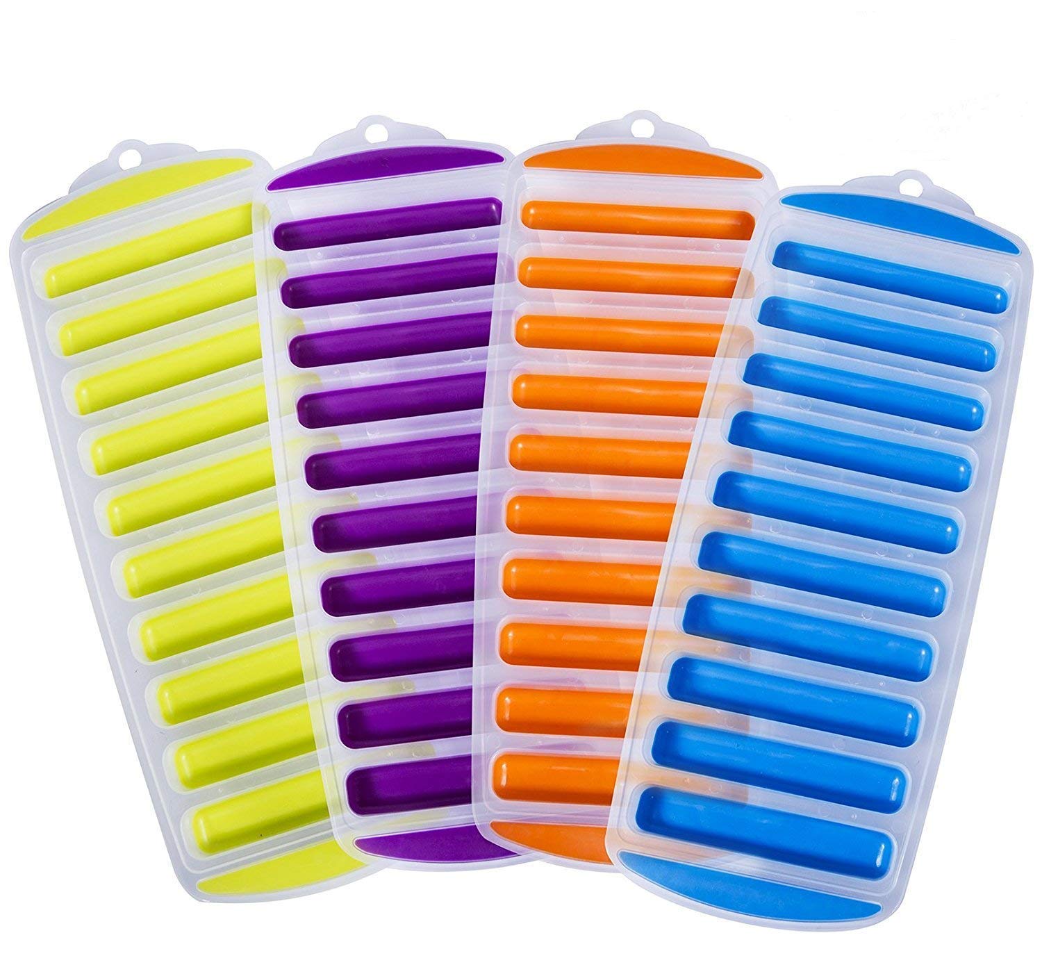 Water Bottle Ice Cube Trays with Easy Push Pop Out Narrow Ice Stick Cubes Assorted Color Silicone Bottom Ice Stick Tray