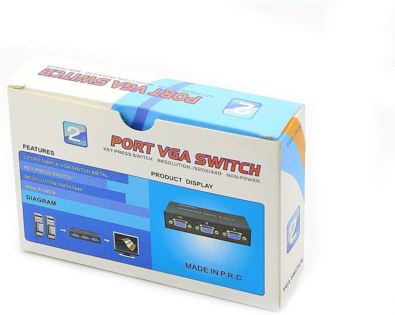 Manual VGA Splitter 2 Port - for Two PC to Share one Monitor and Speaker System