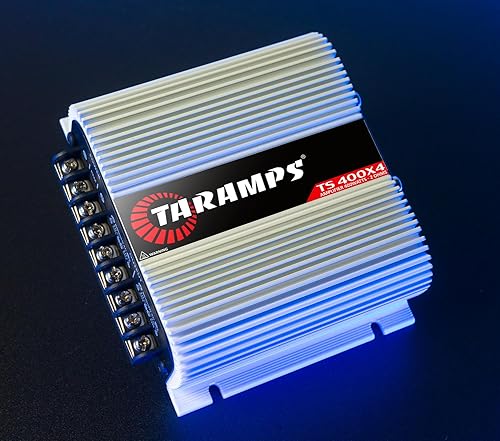 Miniatura 2 de Taramps TS 400x4 400 vatios RMS 4 canales Amplificador de audio para automóvil de rango completo, 2 canales puentes, entrada RCA clase D, potencia