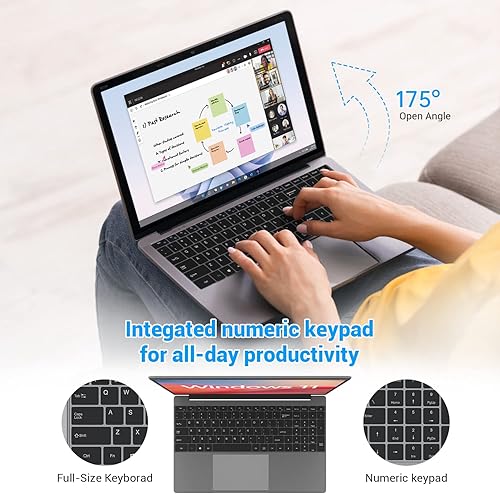 Miniatura 2 de ApoloSign Portátil de 15,6 pulgadas, 12 GB de RAM 512 GB SSD, computadora portátil Windows 11, Intel Jasper Lake N5095(hasta 2,8 GHz), pantalla IPS