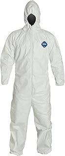 DuPont Tyvek 400 TY127S Protective Coverall with Hood, Disposable, Elastic Wrist, 2X-Large, White (Retail Package of 1)