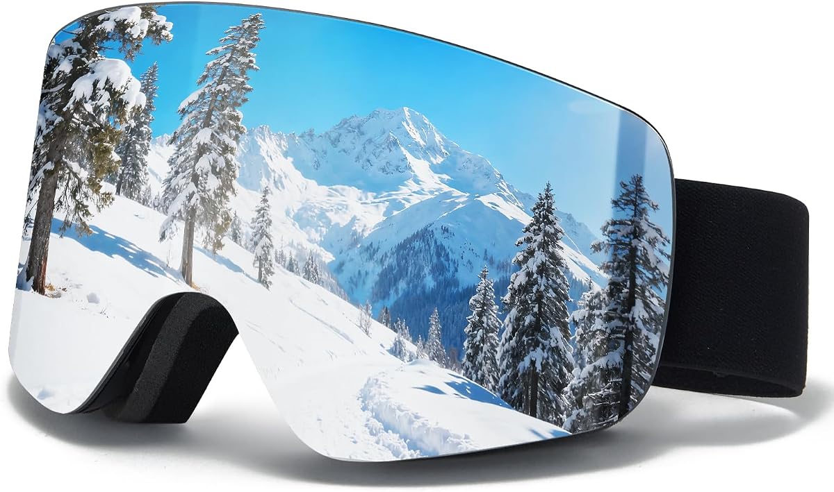 Ski Goggles OTG YH227 Snow/Snowboard Goggles for Men Women Adult | Over Glasses Ski Goggles with Anti-Fog UV400 Protection Frameless Snowboarding,and a Soft TPU Frame for Snow Sports