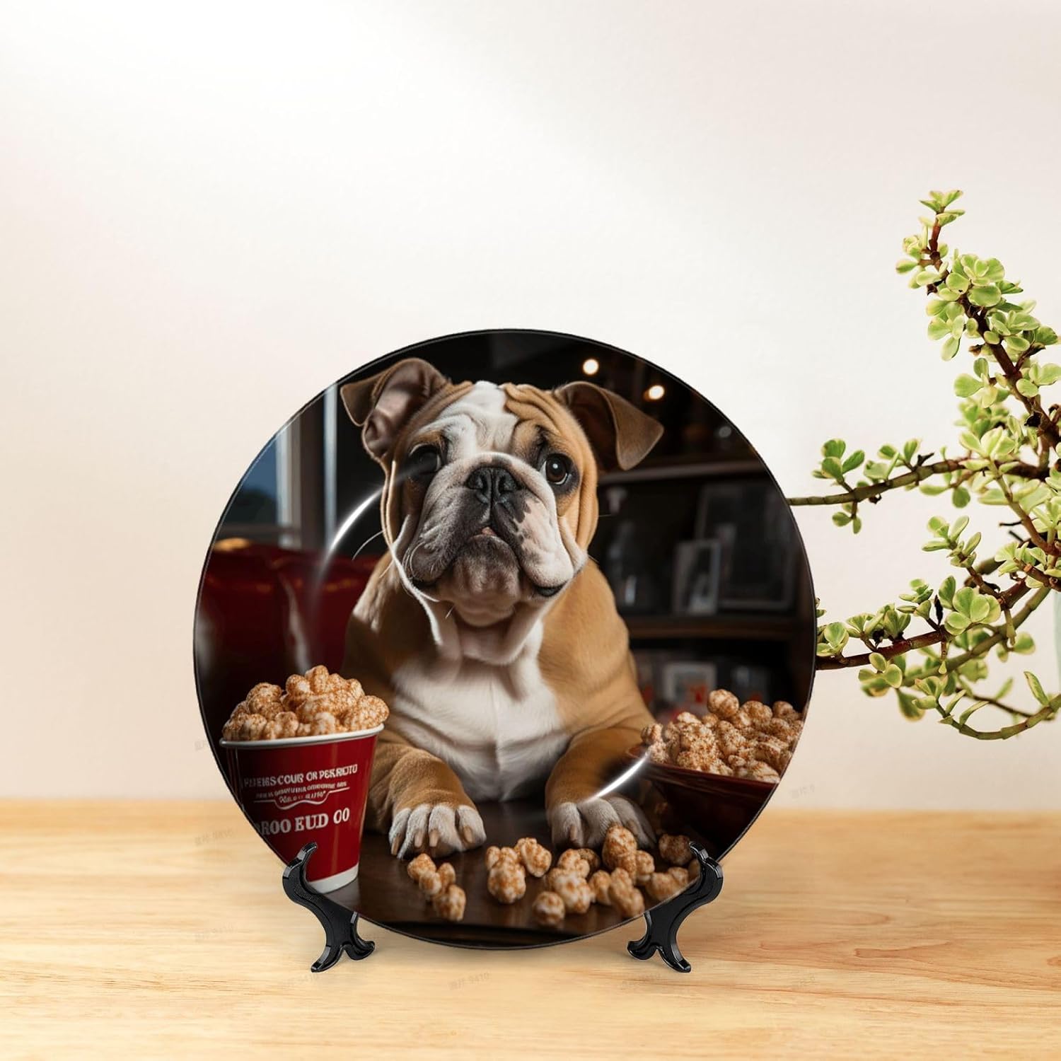 Decorative Plate Art Crafts Bone China Decorative Plate with Display Rack Souvenir Wall Decor Ceramic Ornaments Dinner Plates Ceramic Decoratives Plates for Home Office 10in