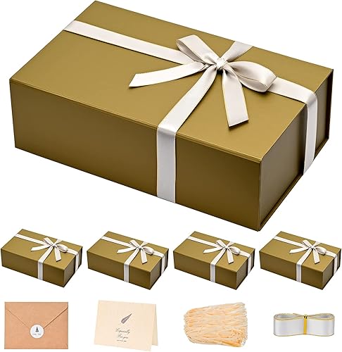 Miniatura 112 de LIFELUM - Caja de regalo con tapa magnética, contiene tarjeta, cinta, etiqueta adhesiva y papel triturado de relleno, para Navidad, grande, 13.8 x