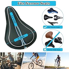 Geronmine Gel Bike Seat Cover Padded Bicycle Saddle Covers for Women & Men, Most Comfortable Exercise Bike Seat Cushion Cover, Soft for Spin Indoor Outdoor Cycling Class Mountain Stationary Bikes