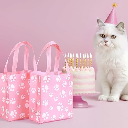 Miniatura 6 de Capoda 20 bolsas de patas con asa de 9.5 x 8.3 pulgadas, bolsas de regalo reutilizables para perros, bolsas de regalo para perros, no tejidas, para