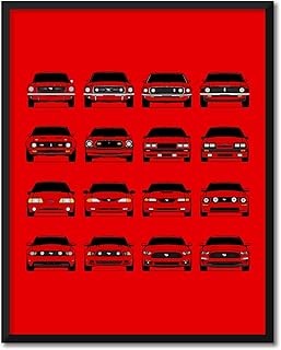 CUSTOMIZABLE COLOR: Ford Mustang Generations Inspired Car Poster - Handmade Print of Ford Mustang - 24x36" Metallic Print (Unframed)-Perfect Gift Car Enthusiast