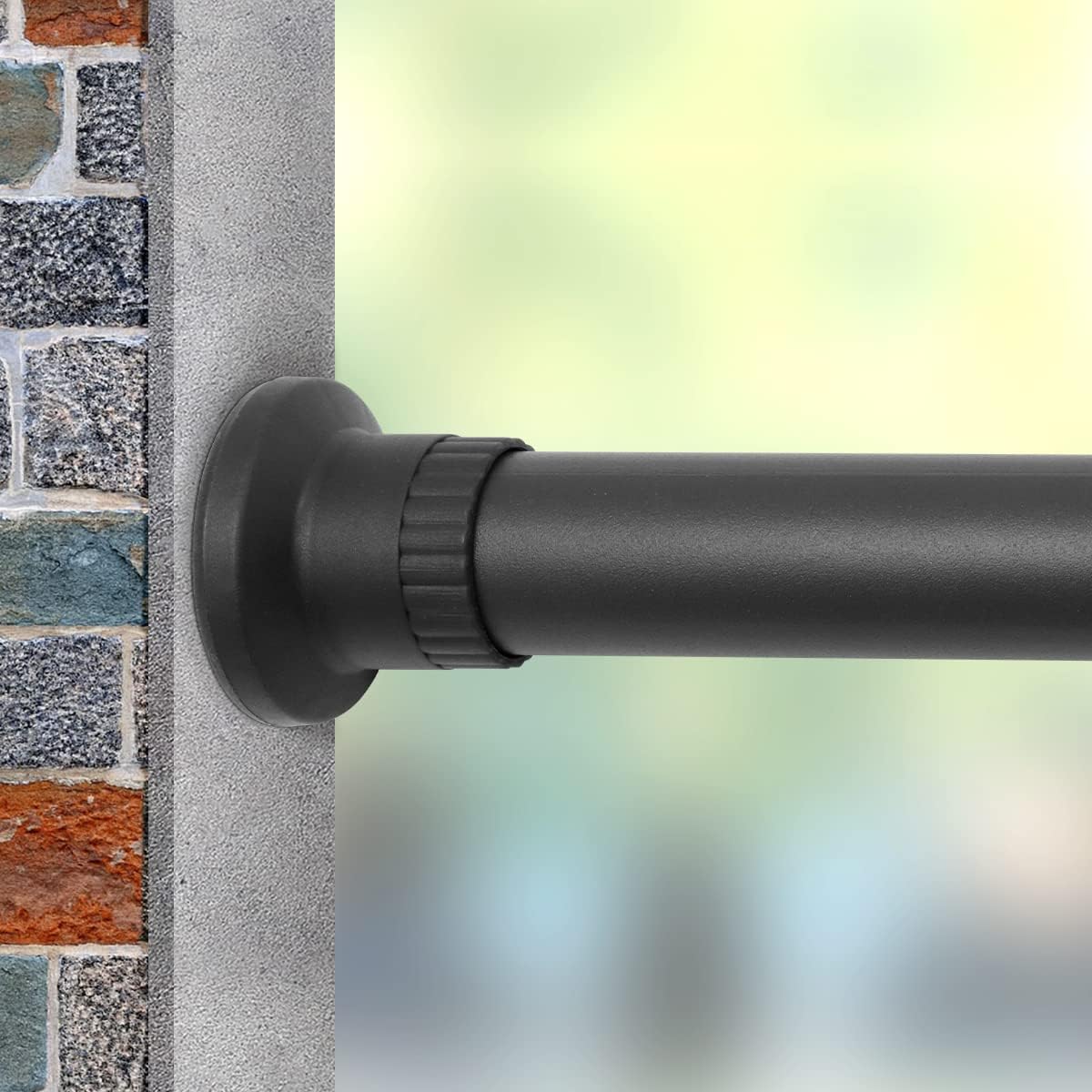 Tension Rod Shower Rail Curtain Poles, Shower Curtain Rail Heavy Duty Room Divider Curtain Rod, Adjustable Bathroom Rust Free Extendable Window Tension Rod (Black, 310-410CM)
