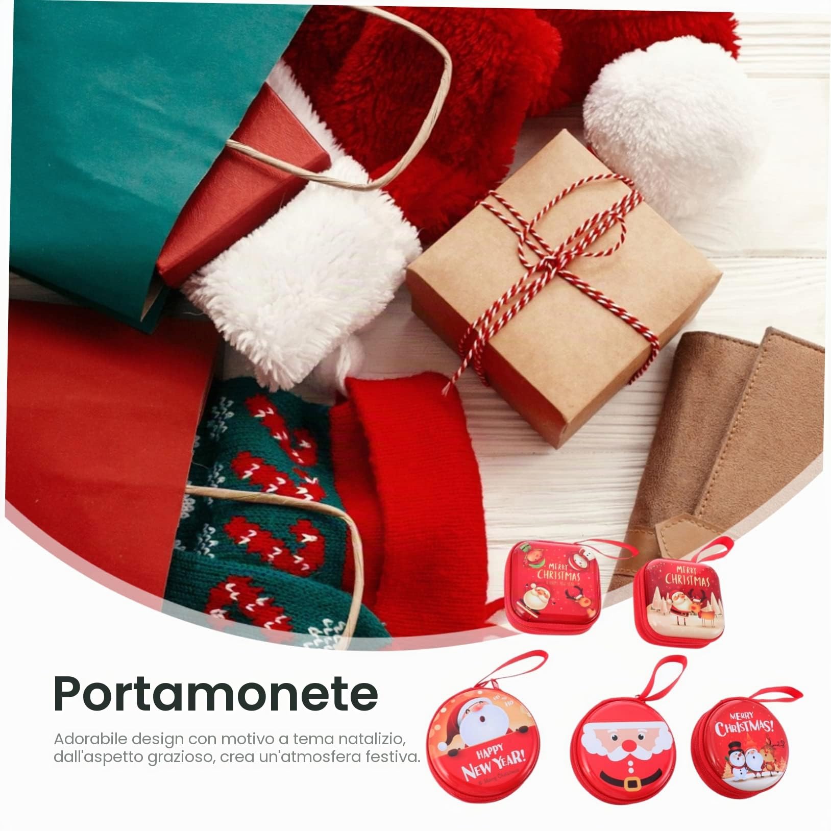 Levemolo 30 Pz Portafoglio Natalizio Sacchetti Per Bomboniere Natalizie Dell'albero Di Natale Albero Di Natale Appeso Mini Custodia Cerniera Piccolo Portamonete Bambino