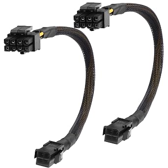 ATX PSU Adapter Cable Connector CPU Power 4Pin to 8Pin(4+4) Extended Line(Pack of 2)