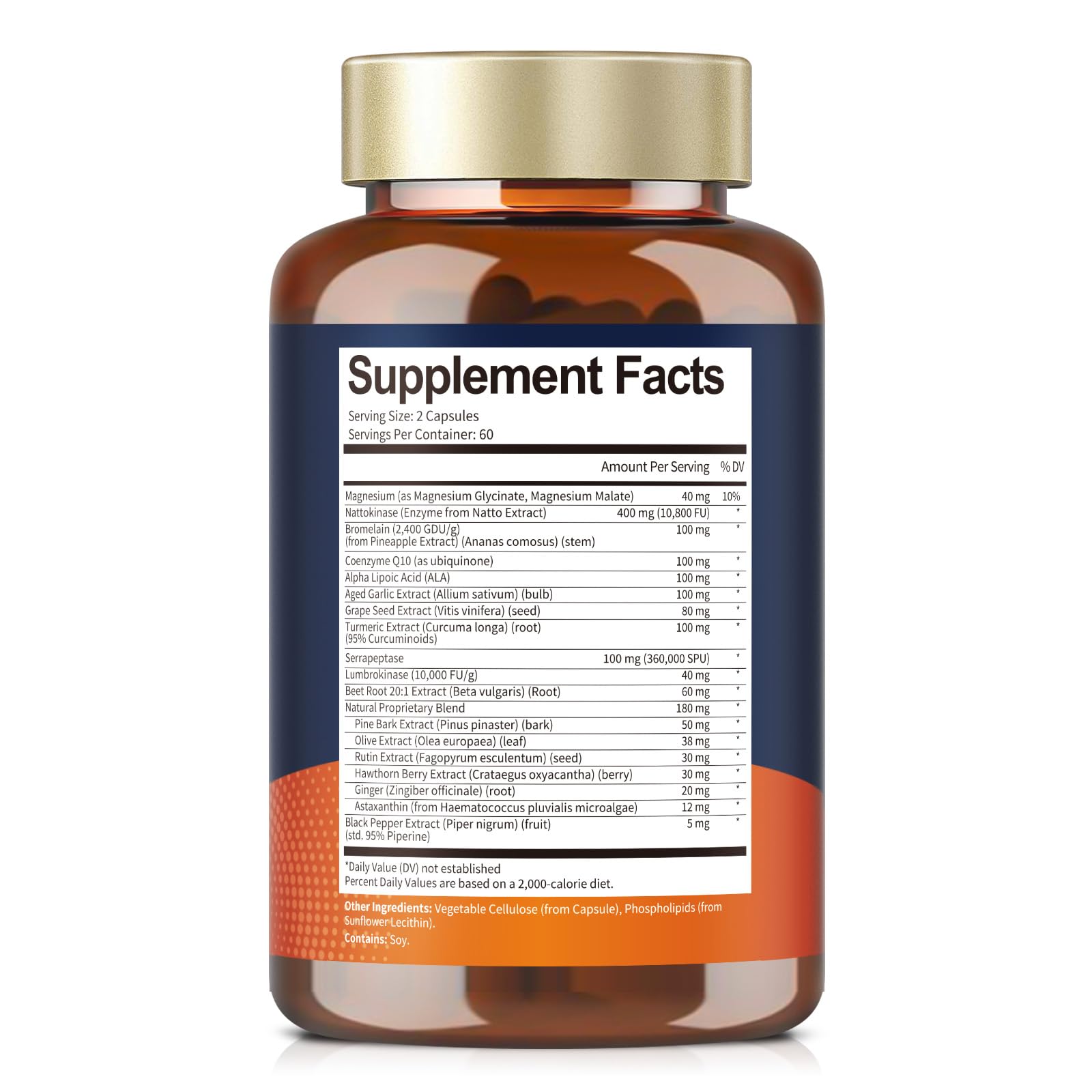 Totaria 18-in-1 Liposomal Nattokinase Supplement 10,800 FU, Non-GMO, 120 Capsules, Natural Natto Extract with Multi-enzymes Serrapeptase & Lumbrokinase, CoQ10, Beet Root, Flow + Circulation Support — Amazon image 12