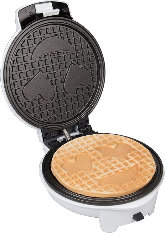 Emoji Smiley Face Waffle & Pancake Maker w 2 Removable Plate Sets