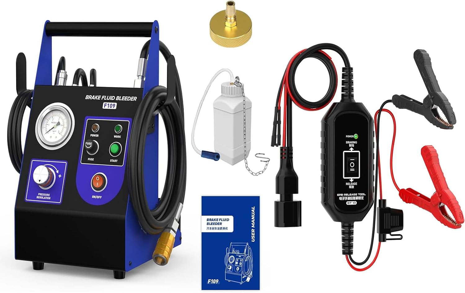 BT10 EPB Emergency Release Tool with Smart Dual-Channel Control & Over-Current Protection, for Electronic Parking Brake Reset & Emergency Road Rescue of Cars and SUVsBELEY Brake Bleeder Kit 110V Brake