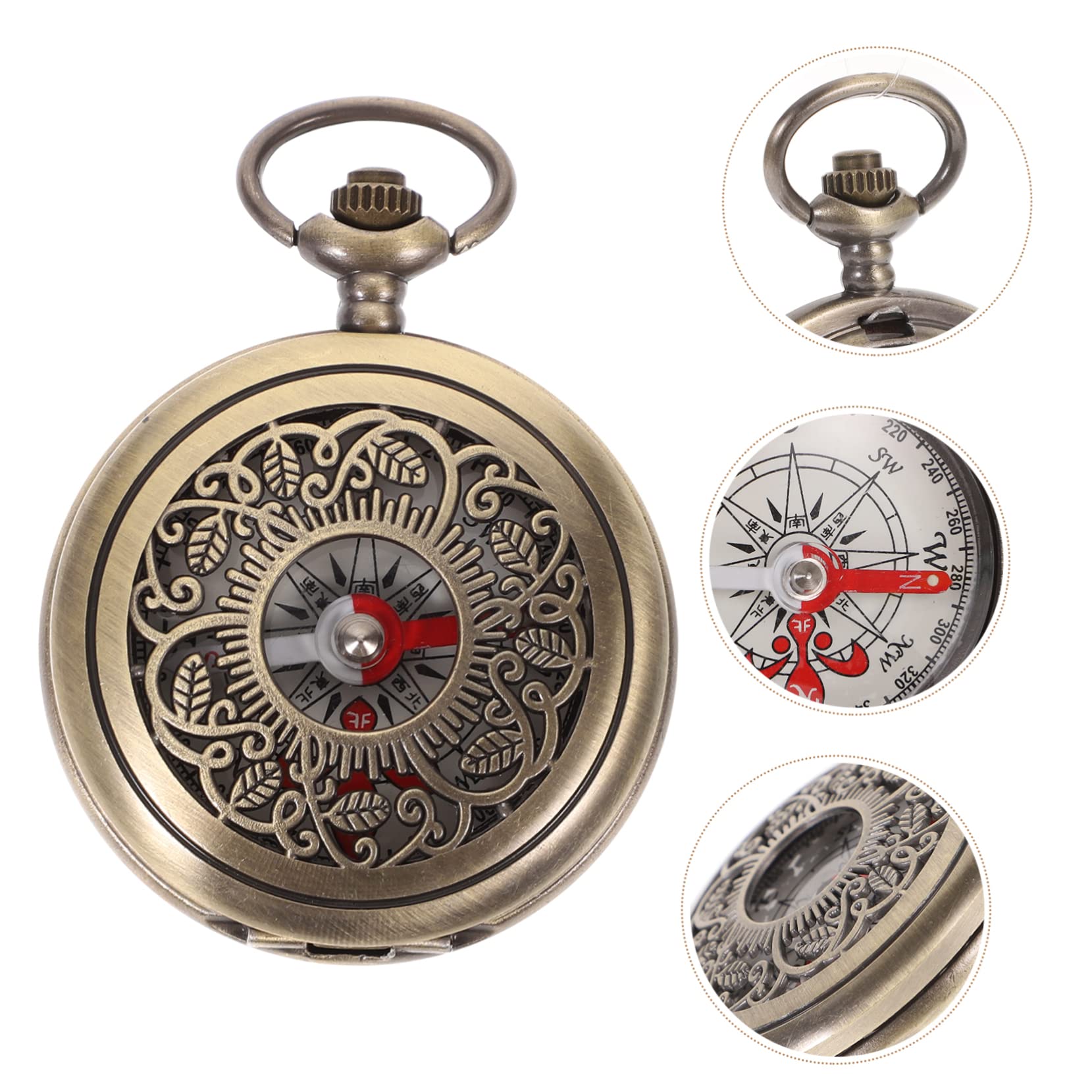 Yardwe bussola per orologio da tasca navigazione con bussola meridiana a clip gruppo musicale adorn orientamento decorazione della accessorio da campeggio Acrilico Golden