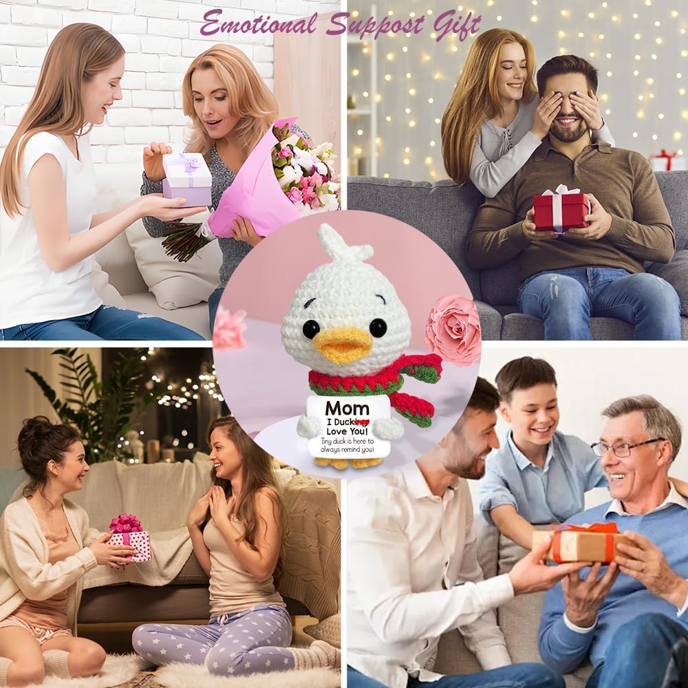 Positive Mini Duck for Mom Emotional Support Crochet Animals Cute Valentine Duck Gifts for Mother Grandmom Women Birthday Gift Handmade Funny - Image 6