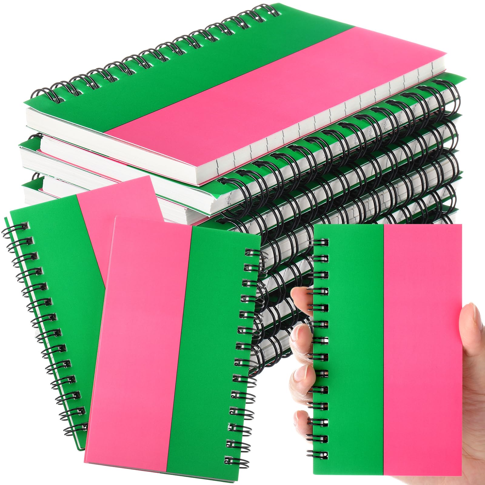 Resurhang 12 Pack Mini Notepads Pink and Green Spiral Notebooks 3 X5 Inches Witch Memo Notepads for Sorority Party Supplies Stuffers Witch Party Gift