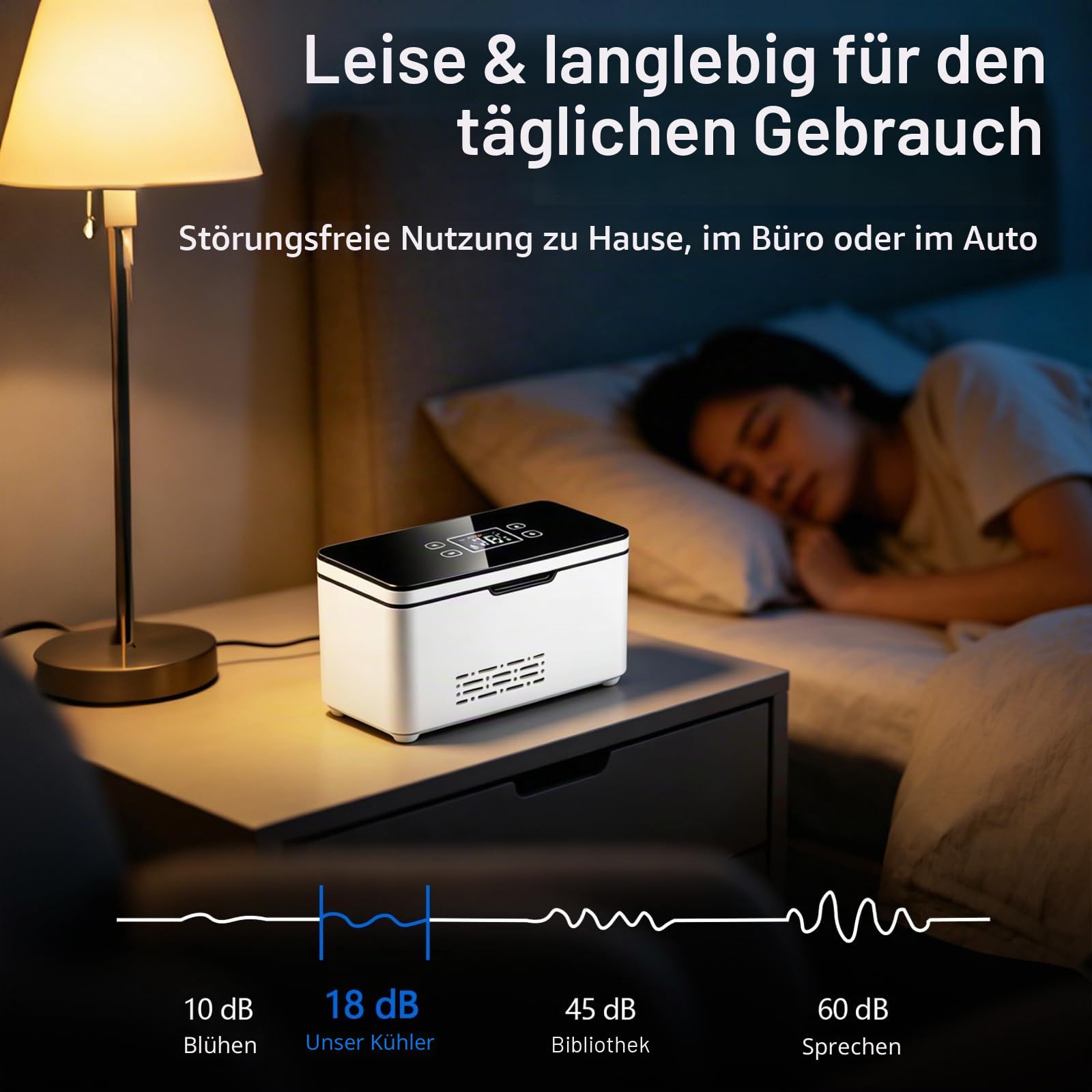 Tragbare Insulin Kühlbox, 2–8 °C aktiver Kühlung, Medizin kühlschrank mit 2×10200 mAh Akku und Tragetasche, Intelligente Akku-Warnung, Insulin Kühltasche für Zuhause, Auto & Reisen