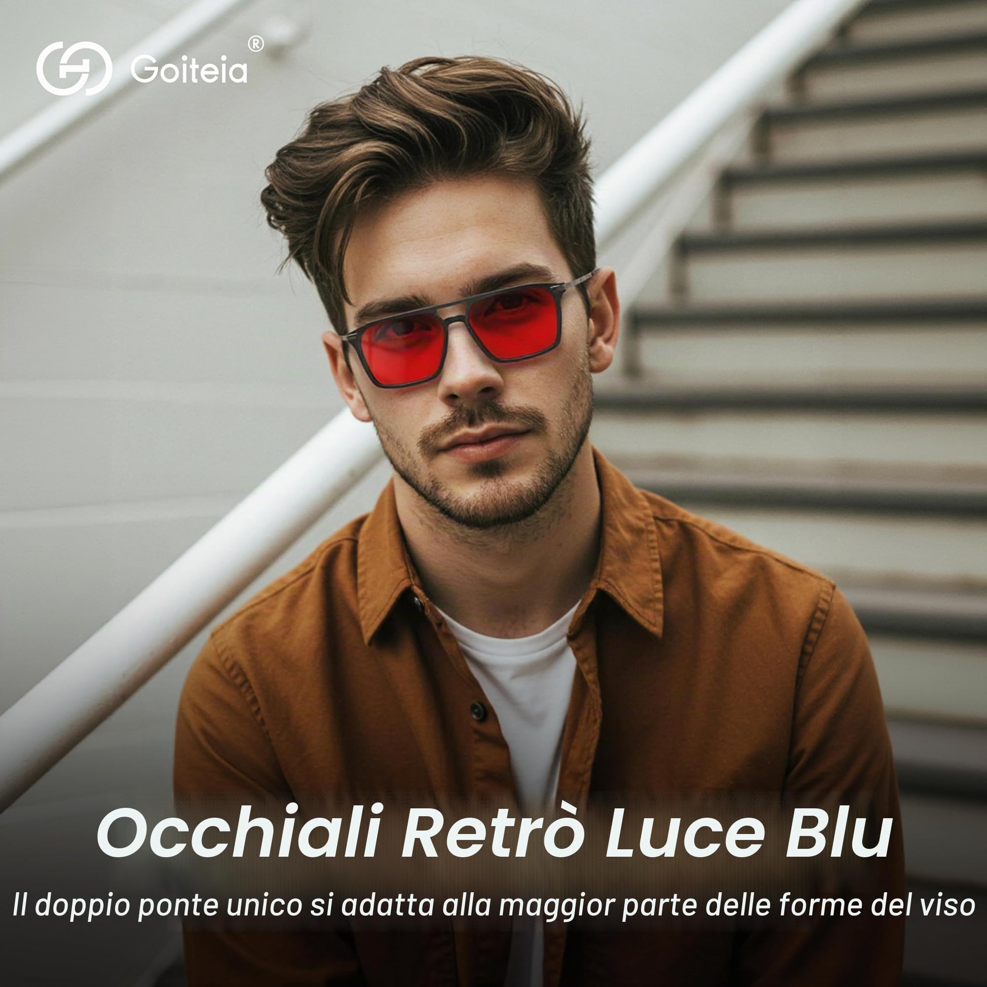 Goiteia occhiali rossi anti luce blu 100% – Blocca completamente la luce blu e verde – Pellicola AR a doppio strato – Allevia la fatica oculare, migliora il sonno