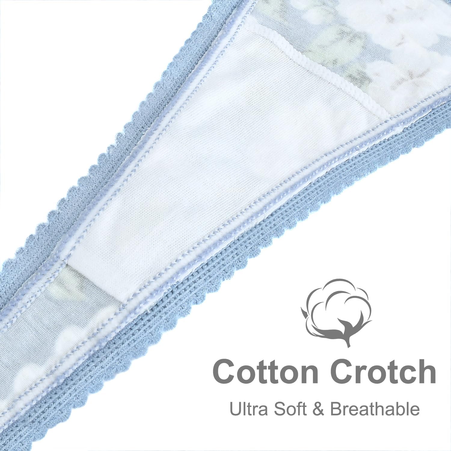 voenxe Seamless Thong for Women,No Show Lace Underwear,Ladies Cotton Blend Breathable Panties,Comfort Soft Undie,Tanga,5-Pack - Image 4