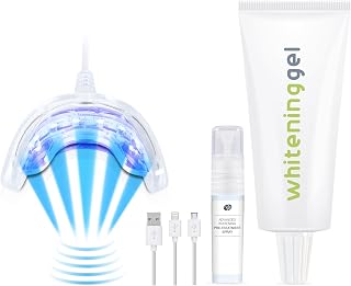Rio The Beauty Specialist Kit Sbiancante denti Professionale, 15 min, gel e Luce LED Blu Avanzata, denti bianchi e privi di macchie da caffè vino fumo tè, uso domestico, usb, DCWU