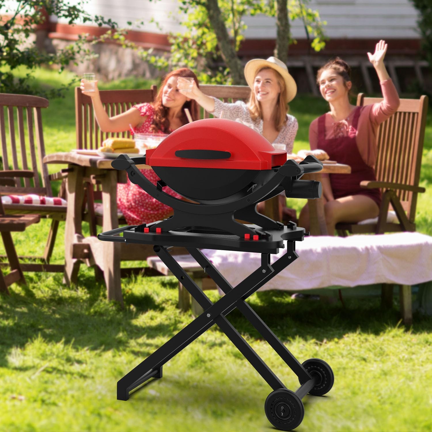 Portable Grill Cart for Weber Q100 Q1000 Q120 Q1200 Q200 Q2000 Q2200 Series Grills, Foldable Grill Stand for Weber Q1400 Q2400 Electric Grills, Replace for Weber Q Portable Cart
