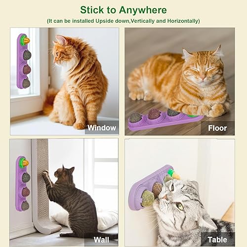 Miniatura 4 de Terrilee Bola de hierba gatera en la pared, bolas Silvervine, juguetes comestibles, juguetes masticables saludables para gatitos, seguros para