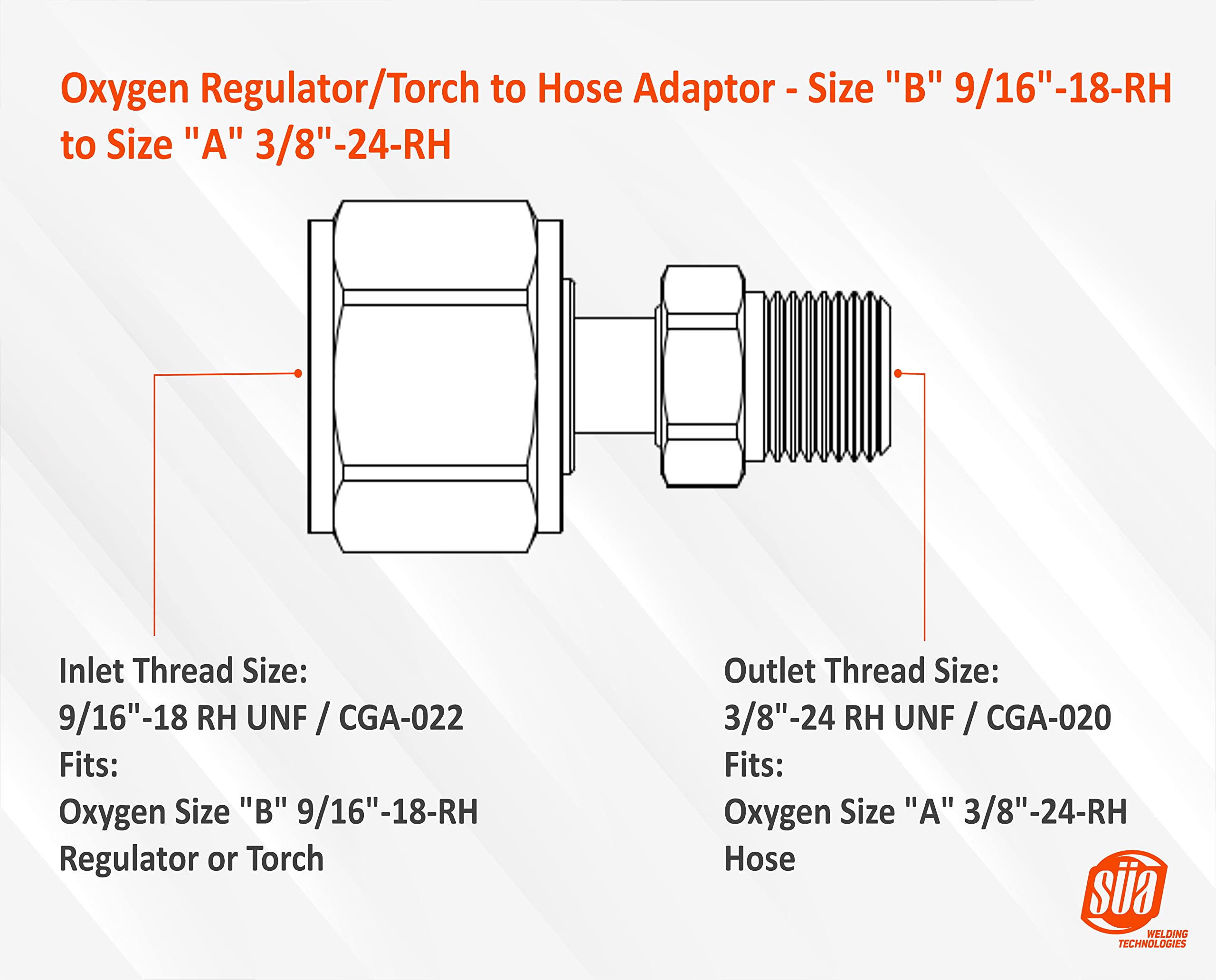 SÜA - Oxygen Regulator/Torch to Hose Adaptor - Size 