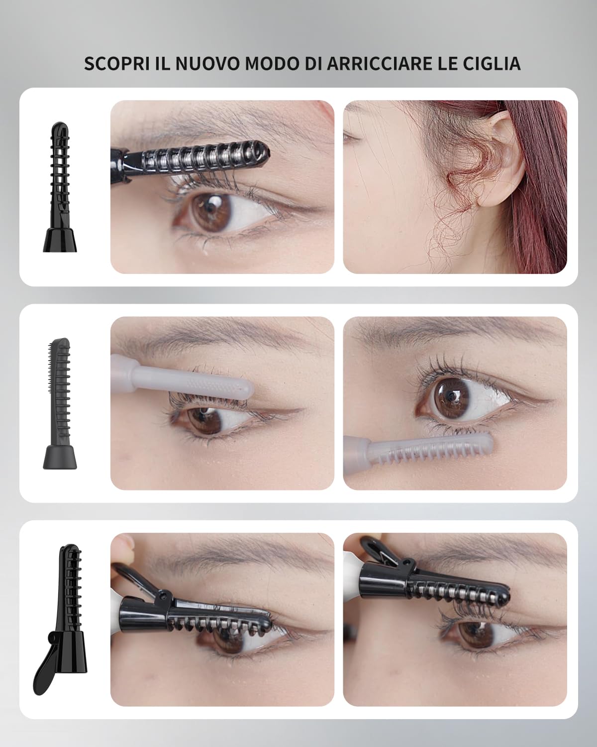 COPPA Piegaciglia Riscaldato, LP-1 Lipstick Type Piegaciglia Elettrico 3-in-1 con 3 Testine e 3 Modalità di Curling & 3 Temperature - Riscaldamento Rapido in 5s per Neofiti e Make-up Artist, Nero