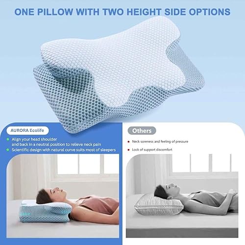 Miniatura 6 de Almohada cervical de espuma viscoelástica, almohadas de contorno para dolor de cuello y hombros, almohada ortopédica ergonómica de apoyo contorneada