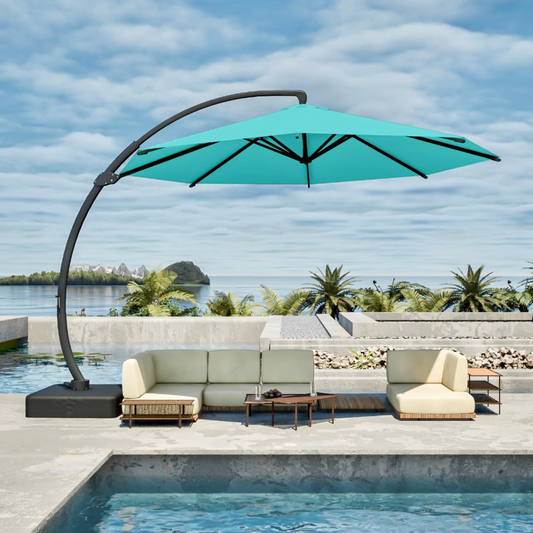 Vented Umbrella Best Choice Products 10ft Solar Led Patio Offset Umbrella  Patio Kingdom 11FT Cantilever Umbrella With Base Large Curvy Outdoor  Aluminum Offset Umbrella W/ 360 Rotation, UV Resistant ...