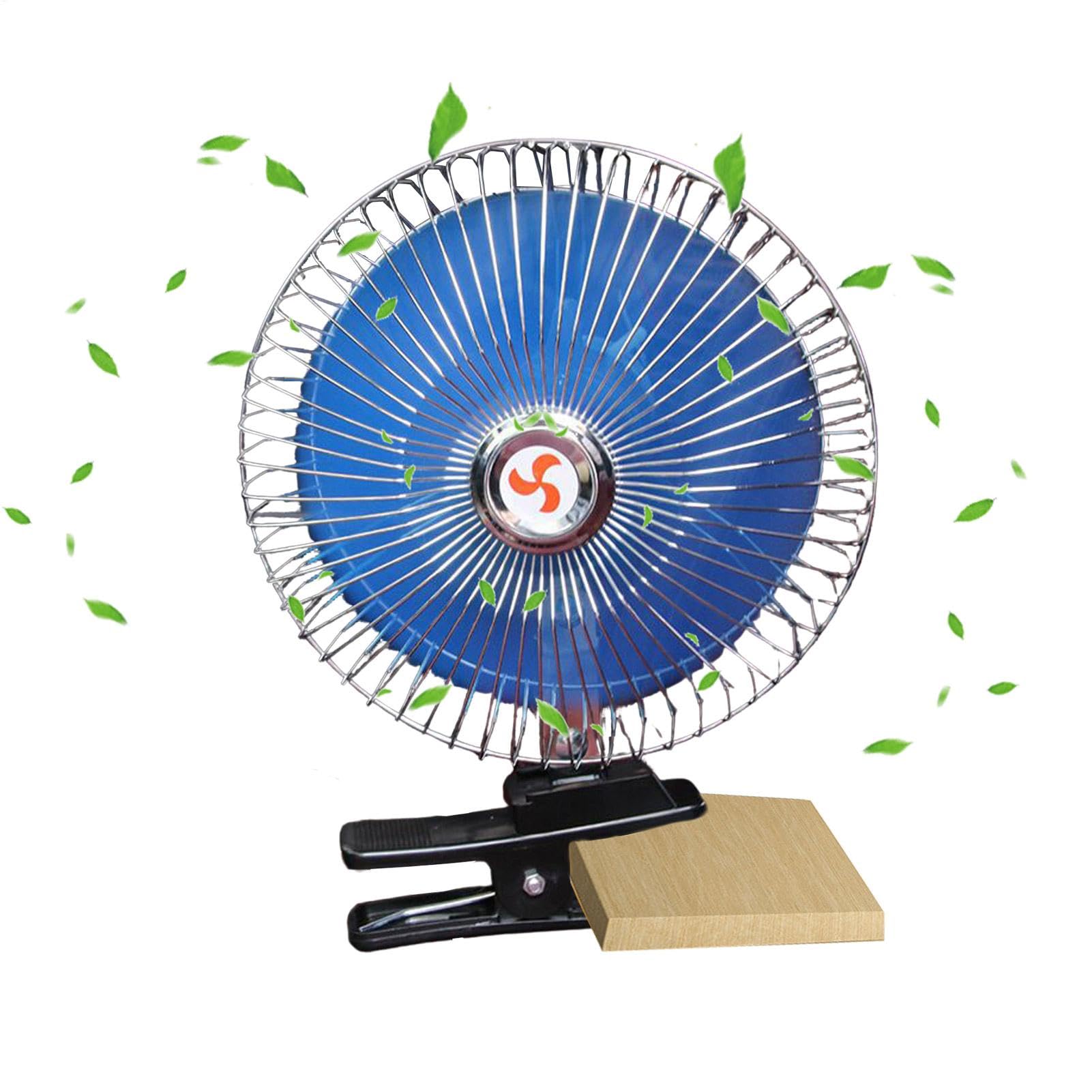 Ventilateur Portable De Voiture 12V/24V Avec Clip Oscillant D'été, 8 Pouces À Faible Bruit de Bureau, Tête Électrique Réglable à 180 Degrés