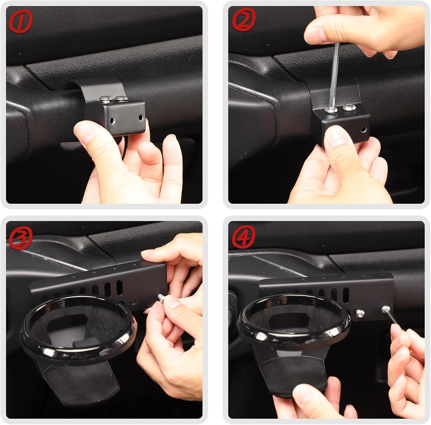 JeCar Passenger Grab Handle Cup Holder Fit for 2018-2023 Jeep Wrangler JL JLU & Gladiator JT