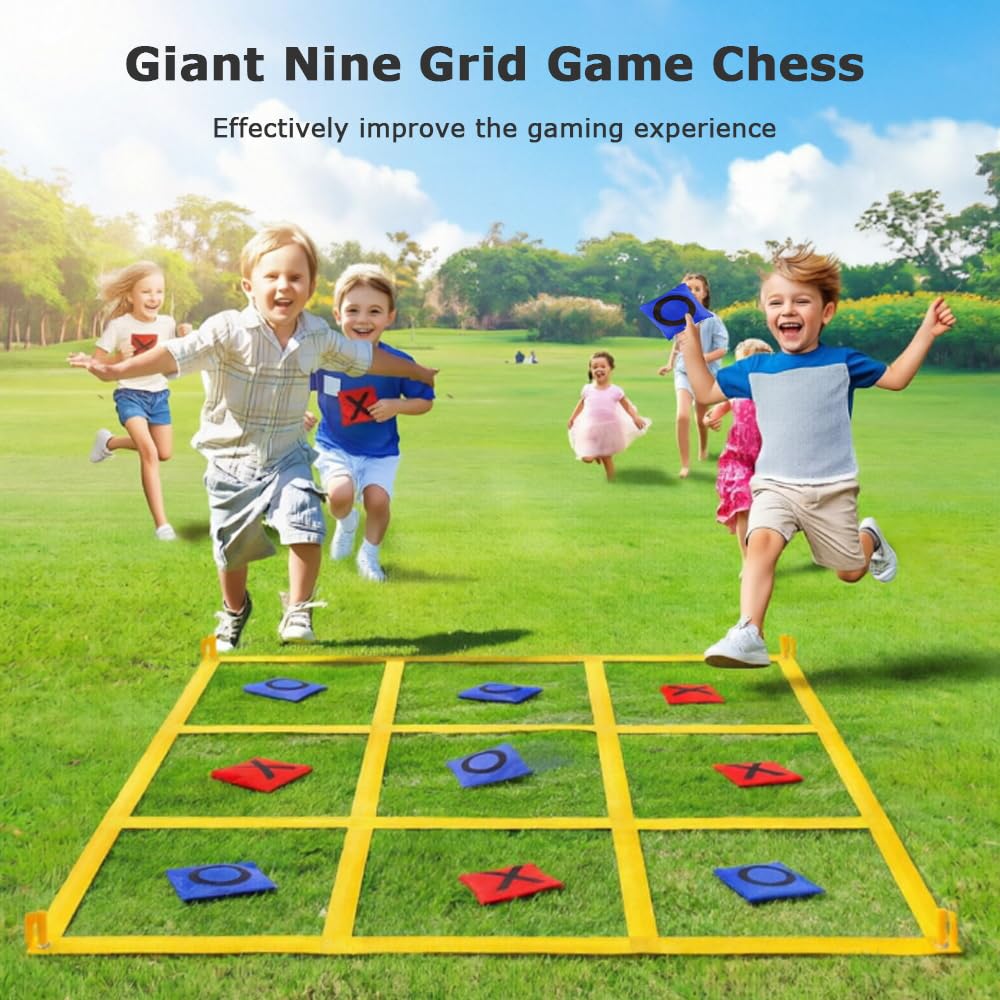 Juego para Exteriores Tic TAC Toe, Juego Gigante de Tres en Raya 1.2m con 10 Piezas X y O, Juegos De Patio Gigantes para Adultos, para Exteriores, Camping, día de Campo, para la Familia