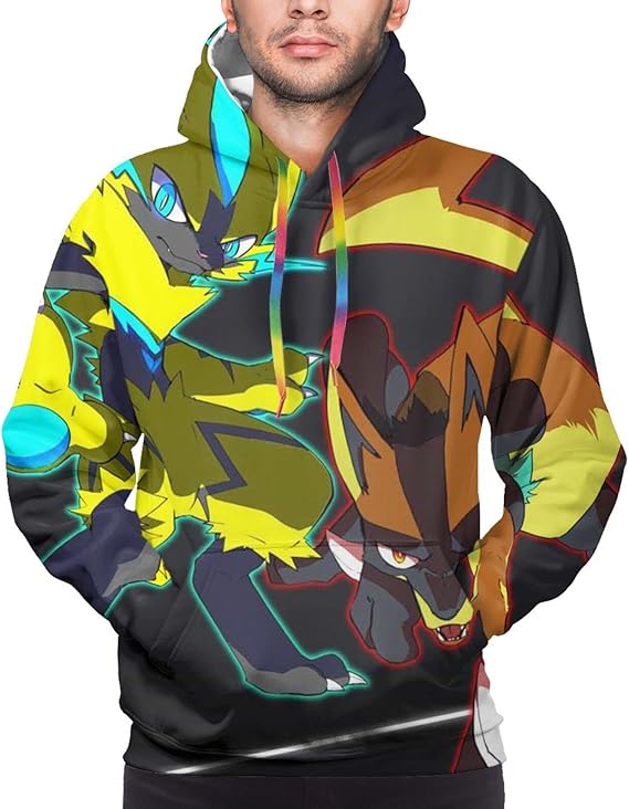 Amazon Co Jp ゼラオラ ルカリオ 1 おしゃれ プリント 保温する 長袖パーカー ゆったり 長袖 春秋冬 柔らかく快適 スポーツ プルオーバー カップル フード付きスウェットシャツ 男女兼用 防寒 応援服 ファッション