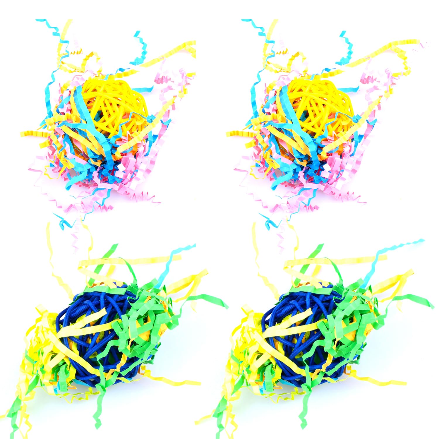 Bohue Fiesta Ball Stuffers Parrot Chews Parrot Chewing Foraging Toys Pet Bite Chewing Ball Colorful Bird Chewing Ball for Small Parrots Love Birds Cockatiels Conures (4)
