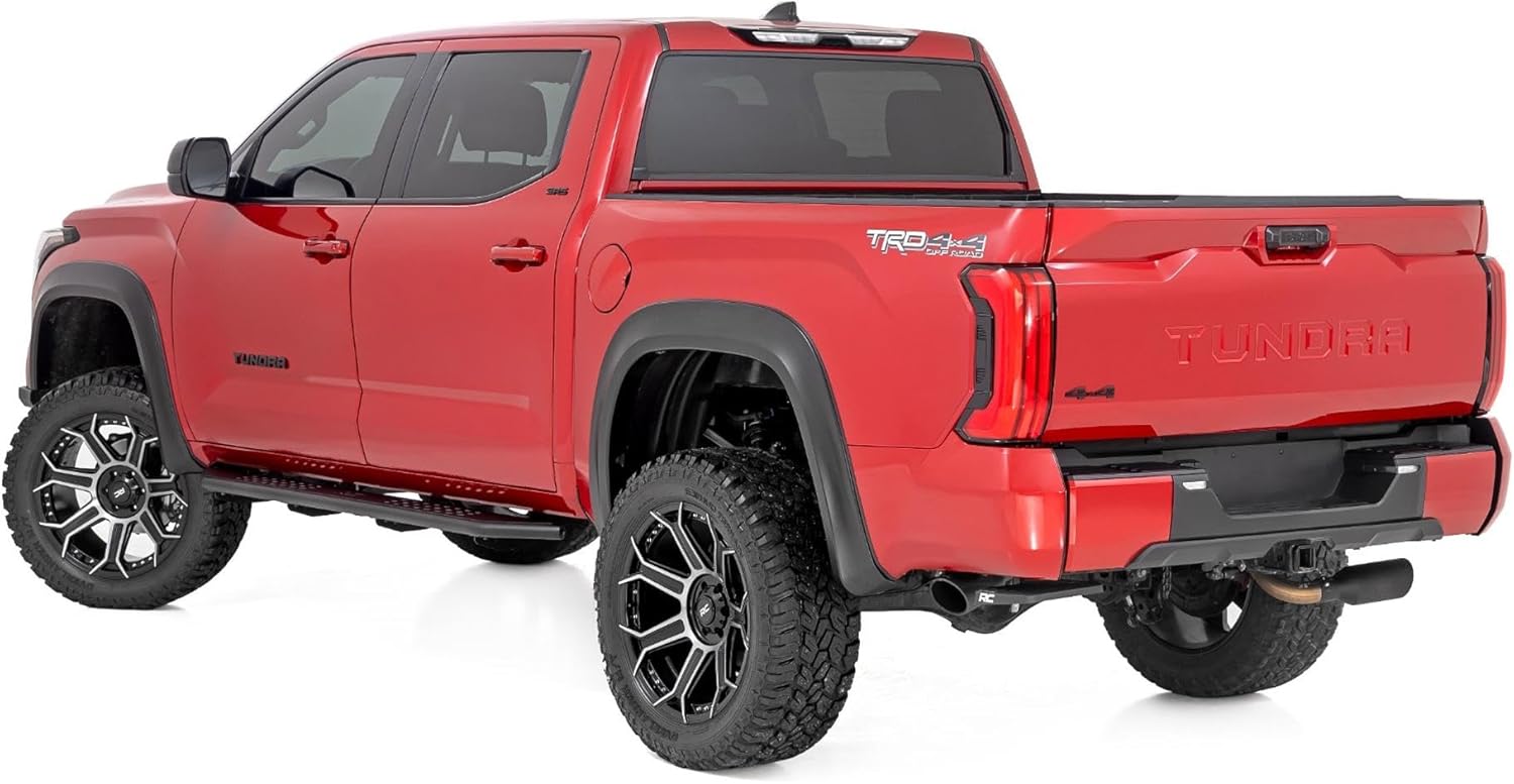Rough Country OV2 Running Boards for Toyota Tundra (2022-2025) Crew Cab - Contoured Side Step Bars, Easy Bolt-On Install