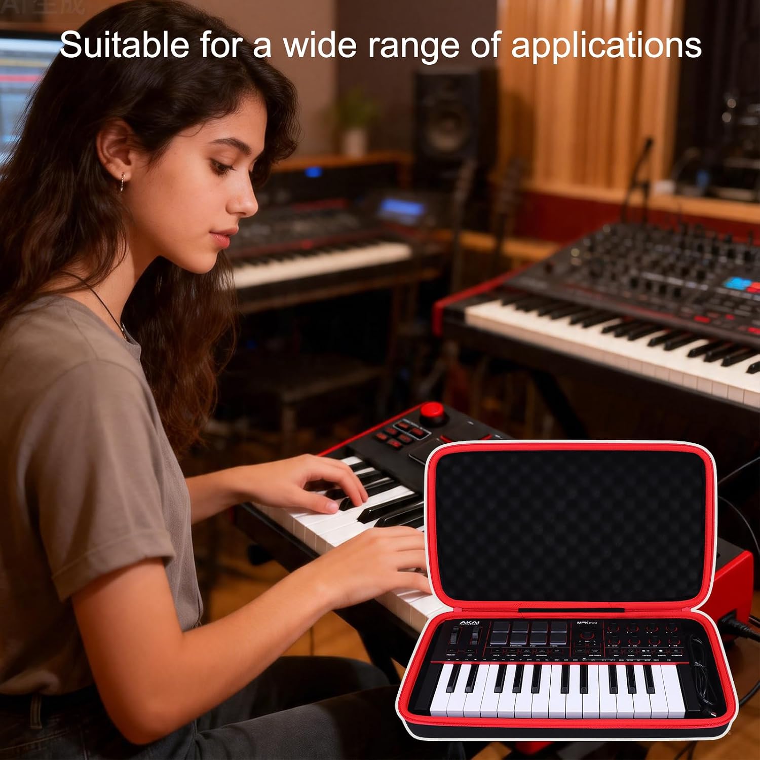 LTGEM Case Compatible with Akai Professional MPK Mini IV MIDI Keyboard Controller, Hard Travel Carrying Case for Akai Professional MPK Mini IV
