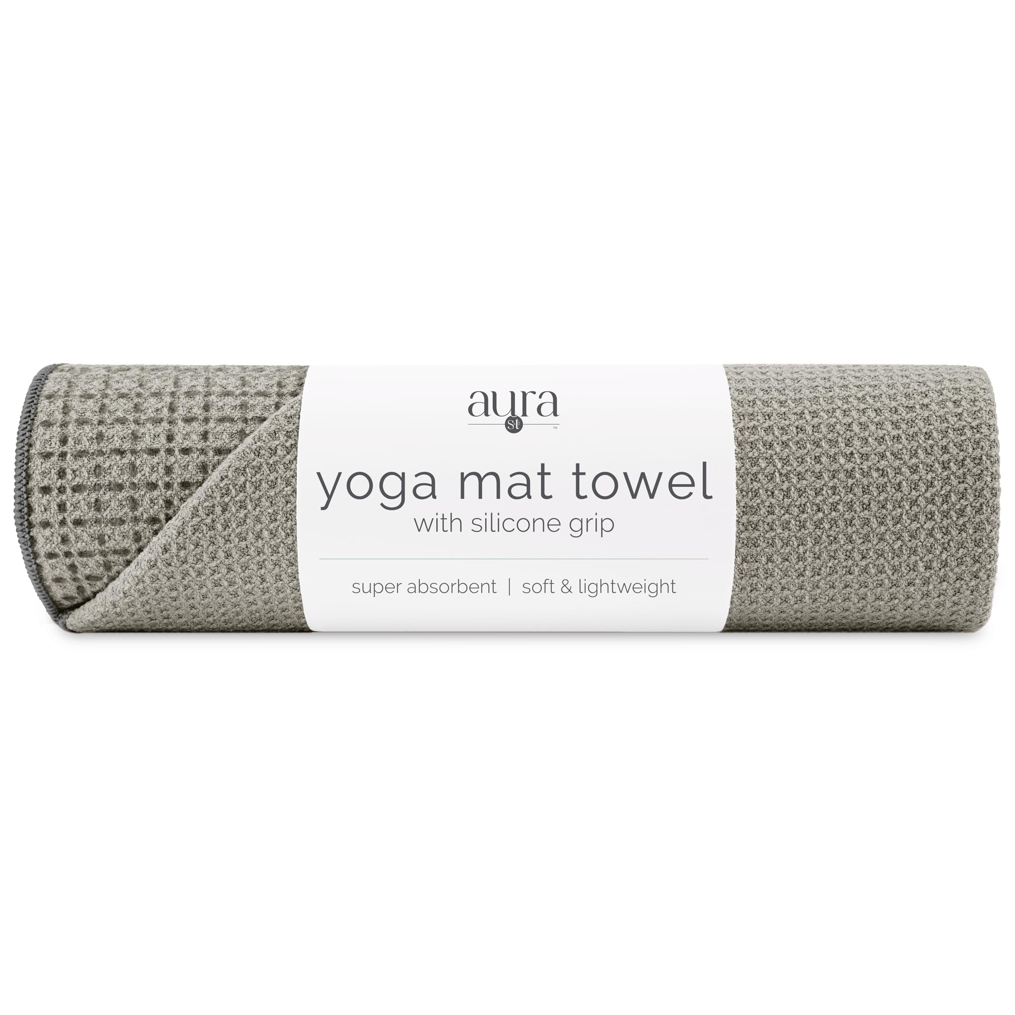 S&amp;T INC. Aura Microfiber Yoga Mat Towel with Grip, 24" x 72", Grey